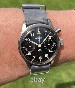Rare 1950s Vintage Royal Navy Military Issued Lemania Single Pusher Chronograph