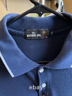 Rare Vintage Bape Mens Polo Shirt Navy Blue XL