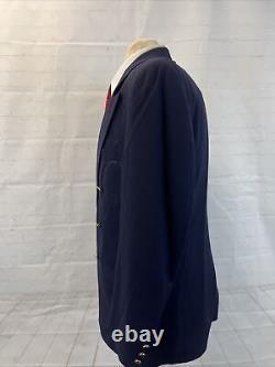 SUPER 100'S VINTAGE Burberry Men's Navy Blue Solid Wool Blazer 44R $1,895