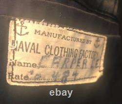 U. S. NAVY Vntg 1930's WWII Peacoat Military wool Corduroy Pocket Dbl Brst 40XL