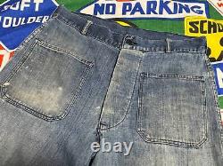 US Navy 1950s 1960s Vintage Denim Pants Front Button Made in USA Men's Bottom