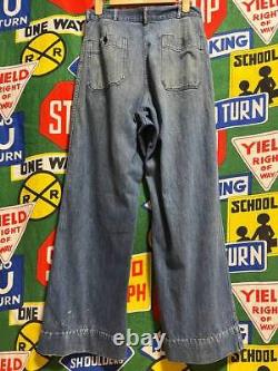 US Navy 1950s 1960s Vintage Denim Pants Front Button Made in USA Men's Bottom