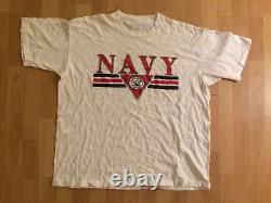 Used Vintage 1989 United States Navy White T-Shirt Missing Size Tag Large Or XL