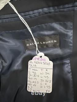 VINTAGE Black Label Ralph Lauren Men's Navy Blue Solid Wool Suit 42L 34X32 $3,49