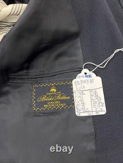 VINTAGE Brooks Brothers Men's Dark Navy Blue Houndstooth Suit 43L 32X33 $1,195