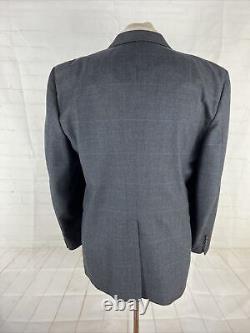 VINTAGE Burberry Men's Navy Blue/Grey Plaid Wool Blazer 40R $1,895