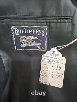 VINTAGE Burberry Men's Navy Blue Striped Wool Suit 40L 34X30 $2,895