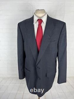 VINTAGE Chaps Ralph Lauren Mens Dark Gray/Navy Blue Striped Wool Blazer 46L $495