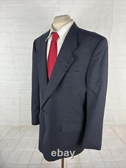 VINTAGE Chaps Ralph Lauren Mens Dark Gray/Navy Blue Striped Wool Blazer 46L $495