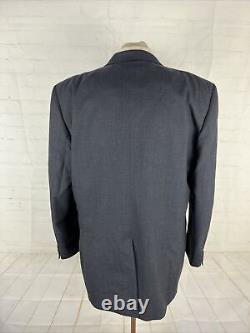 VINTAGE Chaps Ralph Lauren Mens Dark Gray/Navy Blue Striped Wool Blazer 46L $495