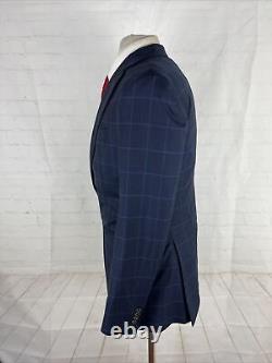 VINTAGE Jack Victor Men's Navy Blue Plaid Wool Blazer 40R $1,387