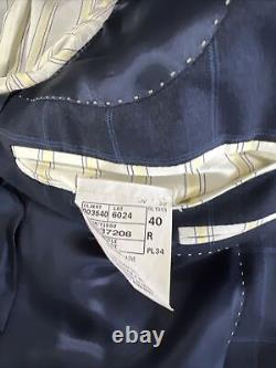 VINTAGE Jack Victor Men's Navy Blue Plaid Wool Blazer 40R $1,387
