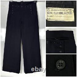 VINTAGE Naval Clothing Factory Pants Mens Black Wool US Navy Sailor Sz 32X30 EUC