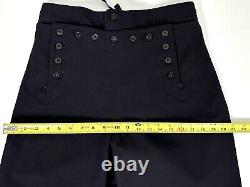 VINTAGE Naval Clothing Factory Pants Mens Black Wool US Navy Sailor Sz 32X30 EUC