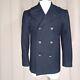 Vintage Navy Mens Size 36r Black Wool Double Breasted Metal Button Pea Coat