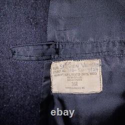 VINTAGE Navy Mens Size 36R Black WOOL Double Breasted Metal Button Pea Coat