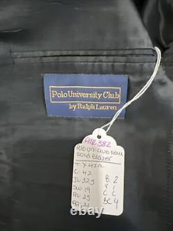 VINTAGE Polo University Club Men's Navy Blue Solid Wool Blazer 42R $495