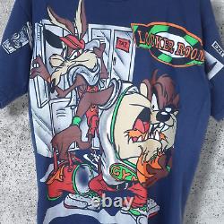 VINTAGE Taz Tasmanian Devil T-Shirt Large L Mens Navy Blue Short Sleeve Tee 90s