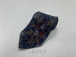 VINTAGE Valentino Men's Navy Blue Floral Silk Neck Tie $395