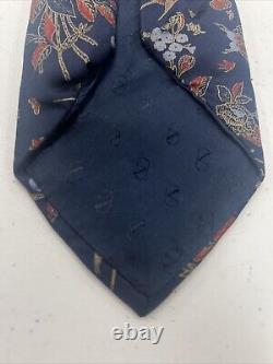 VINTAGE Valentino Men's Navy Blue Floral Silk Neck Tie $395