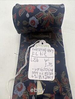 VINTAGE Valentino Men's Navy Blue Floral Silk Neck Tie $395