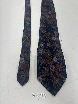 VINTAGE Valentino Men's Navy Blue Floral Silk Neck Tie $395