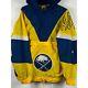 Vntg Nutmeg Buffalo Sabres Half Zip Pullover Hooded Jacket Yellowithnavy Xl D515