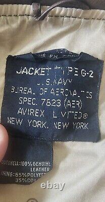 VTG 1988s Avirex Leather Flight Jacket Type G-2 U. S. Navy Size 36 Worn well READ