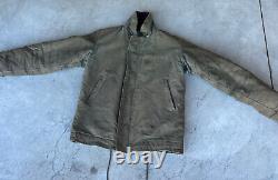 VTG 40s WWII Mens Size 40 US Navy N-1 Alpaca Lined Stencil Deck Jacket Green USA