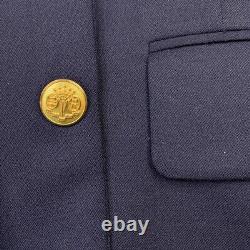 VTG 44 L Southwick Clothes 100 % Wool Navy Blue Gold Button Blazer Made USA