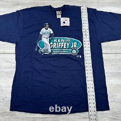 VTG Ken Griffey Jr Shirt Mens 2XL XXL Navy Blue Mariners Y2K Pro Player NWT