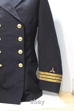 VTG Mens Norwegian Navy Blue Military Wool Double Breasted Blazer 38 gold button