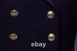 VTG Mens Norwegian Navy Blue Military Wool Double Breasted Blazer 38 gold button