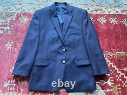 VTG Polo Ralph Lauren Men's Navy Blazer, Brass Buttons 44R 100% Wool USA Classic