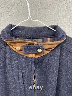 VTG Woolrich Men's Full Zip Up Navy Blue Wool Jacket Flannel Lined USA Made SZ L