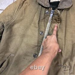 Vintage 1950's N-1 USN Deck Jacket Size XL Sherpa Lined Army Green