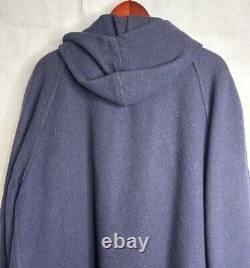 Vintage 1960s Coat Mens L Wool Navy Blue Hooded Sherpa Lined Military Campus