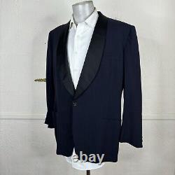 Vintage 1960s Hudsons Tuxedo Jacket Blazer Mens 42R Navy Dinner Shawl 1 Button