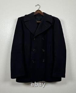 Vintage 1967 US Navy Issued Mens Kersey Pea Coat Dale Fashions Wool 60s Era 40R