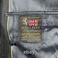 Vintage 1970s Austin Reed 3 Piece Suit Mens 38L 30x33 Navy Stripe Flannel Wool
