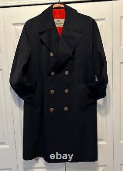 Vintage 1970s Men's Aquascutum Double Breasted Coat Navy Blue 42 Regular