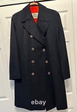 Vintage 1970s Men's Aquascutum Double Breasted Coat Navy Blue 42 Regular