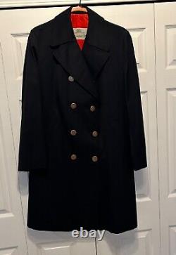 Vintage 1970s Men's Aquascutum Double Breasted Coat Navy Blue 42 Regular