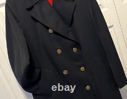 Vintage 1970s Men's Aquascutum Double Breasted Coat Navy Blue 42 Regular