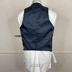 Vintage 1970s Romelli 3 Piece Suit Mens 40L 34x32 Navy Stripe Polyester
