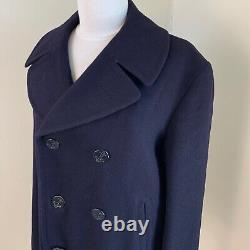 Vintage 1973 US Navy Men's Pea Coat Wool Blue Size 40L M L Immaculate Military