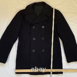 Vintage 1973 US Navy Men's Pea Coat Wool Blue Size 40L M L Immaculate Military