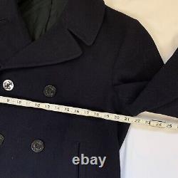 Vintage 1973 US Navy Men's Pea Coat Wool Blue Size 40L M L Immaculate Military