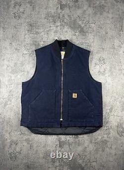 Vintage 1990's Navy Blue Quilted Lined Carhartt Vest