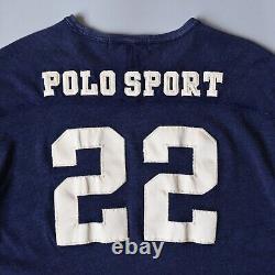 Vintage 1990s POLO SPORT navy jersey knit football shirt L